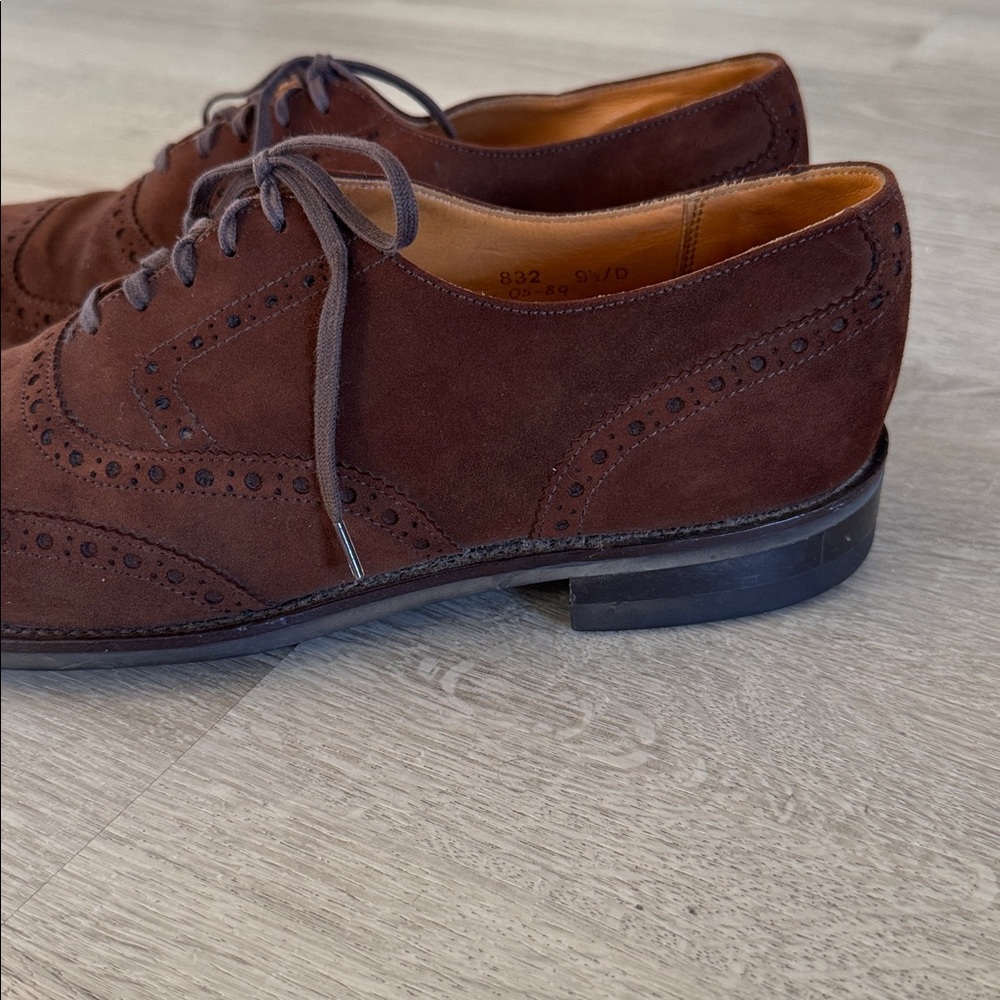 Cole Haan Bench Wingtip Derby Shoes Men’s 9 1/2 D Brown Leather Made in England - Picture 4 of 15